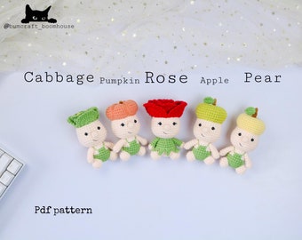 Cabbage- Pumpkin- Rose -Pear-apple dolls crochet pattern