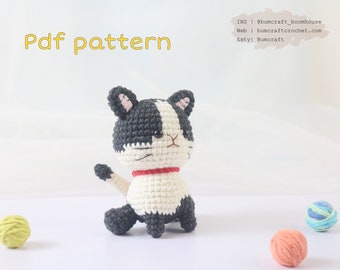 The Little black and white tuxedo kitten crochet pattern, crochet decor, cat lover, handmade ideas