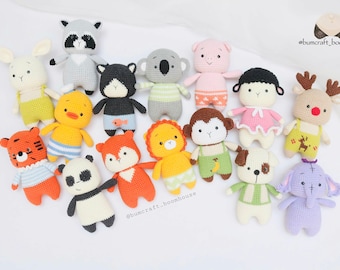Bundle 15 PDF files-Digital Monkey, Doggy, Racoon, Lion, Panda, Squirrel, Rabbit, Duckling, Black Kitten,..crochet patterns-Instant download