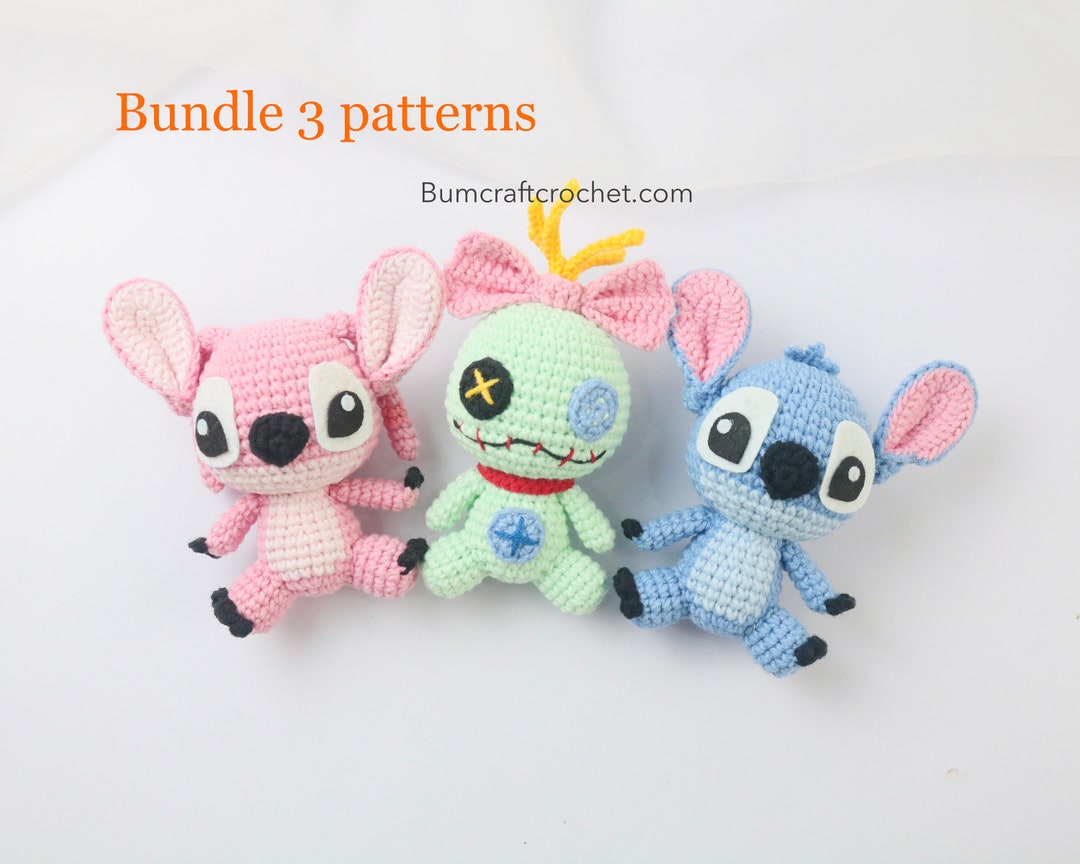 Bundle 3 Pdf Filesdigitial Crochet STITCH, Lilo Angel and Scrump Patternshandmade Crochet