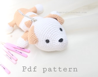 Dog Pencil Case crochet pattern-Doggy Hook Case crochet tutorial by Bumcraftcrochet.com