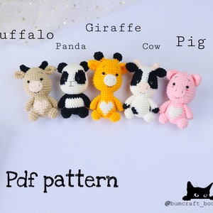 Hearty baby mobile crochet Pattern, giraffe crochet pattern, baby shower, baby mobile, panda pattern, cow pattern, buffalo pattern