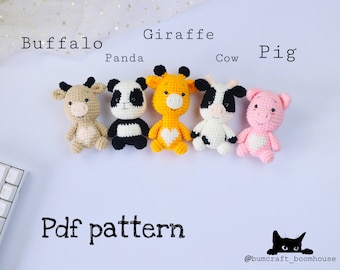 Hearty baby mobile crochet Pattern, giraffe crochet pattern, baby shower, baby mobile, panda pattern, cow pattern, buffalo pattern