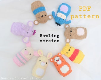 Bundle 8 PDF files-Digital winnie the POOH and friends crochet patterns-BOWLING version- Instant download  pattern-Handmade crochet Game