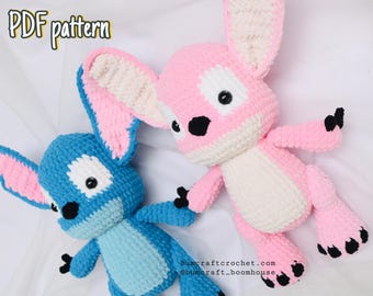 Stitch and Angel amigurumi crochet pattern l cute plush toy Pdf tutorial l diy crochey ideas