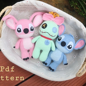 Bundle 3 Pdf files-Digital Standing STITCH, Scrump and ANGEL crochet patterns-Handmade decor-Crochet ideas