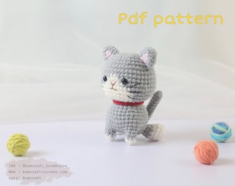 The little grey and white kitten crochet pattern-handmade decor-crochet ideas-PDF pattern