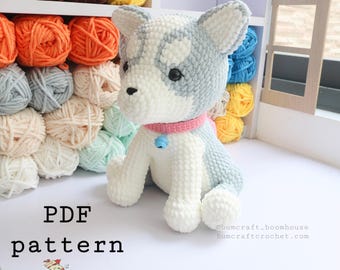 HUSKY crochet pattern, handmade crochet decor, crochet DIY by Bumcraft
