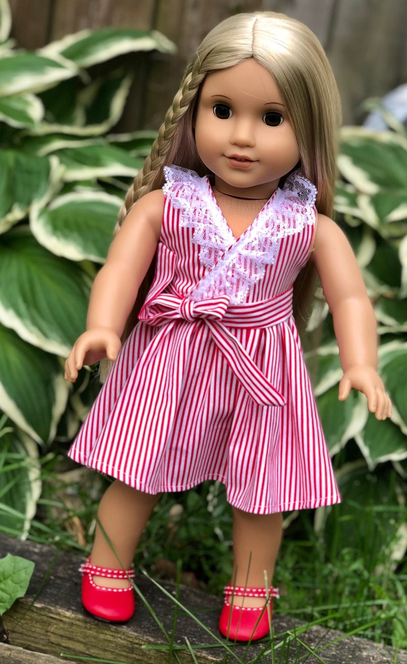 Doll Clothes 18/" Shorts Pink Top Stripe Embroidered Purse Fit American Girl Doll
