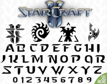 Starcraft svg Starcraft font svg file Starcraft logo svg file Starcraft emblem svg Game font svg Video game font svg Sport font svg