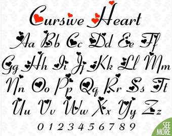 Love Font Svg Sursive Font For Wedding Cursive Font With Hearts Heart Font Cut File Valentines Day Alphabet Svg Calligraphy Font With Hearts Free Font Free 20001 Free Commercial Use Fonts