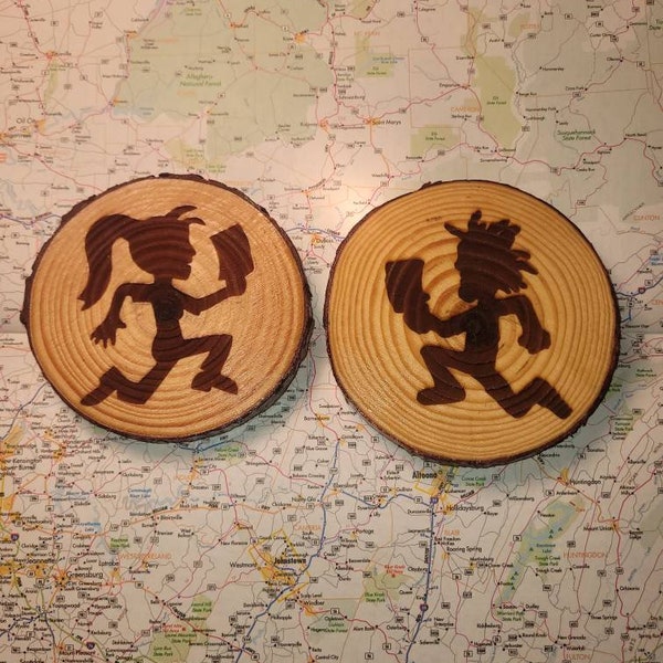 laser engraved juggalo and juggalette wood coasters