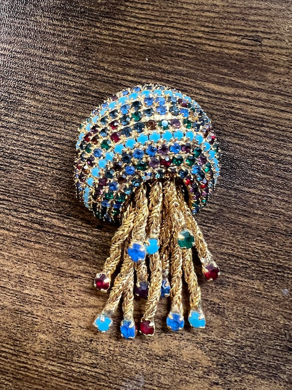 Colorful Waterfall or Jellyfish Brooch