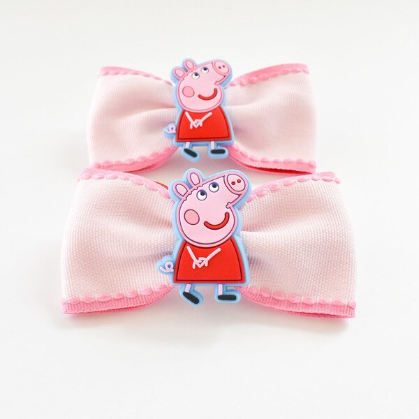 Peppa Pig Pair Clips | Peppa Pig Hair Clips | Peppa Pig Bows | Peppa Pig Hair Accessories | Peppa Pig Birthday Party | Peppa bows for girls