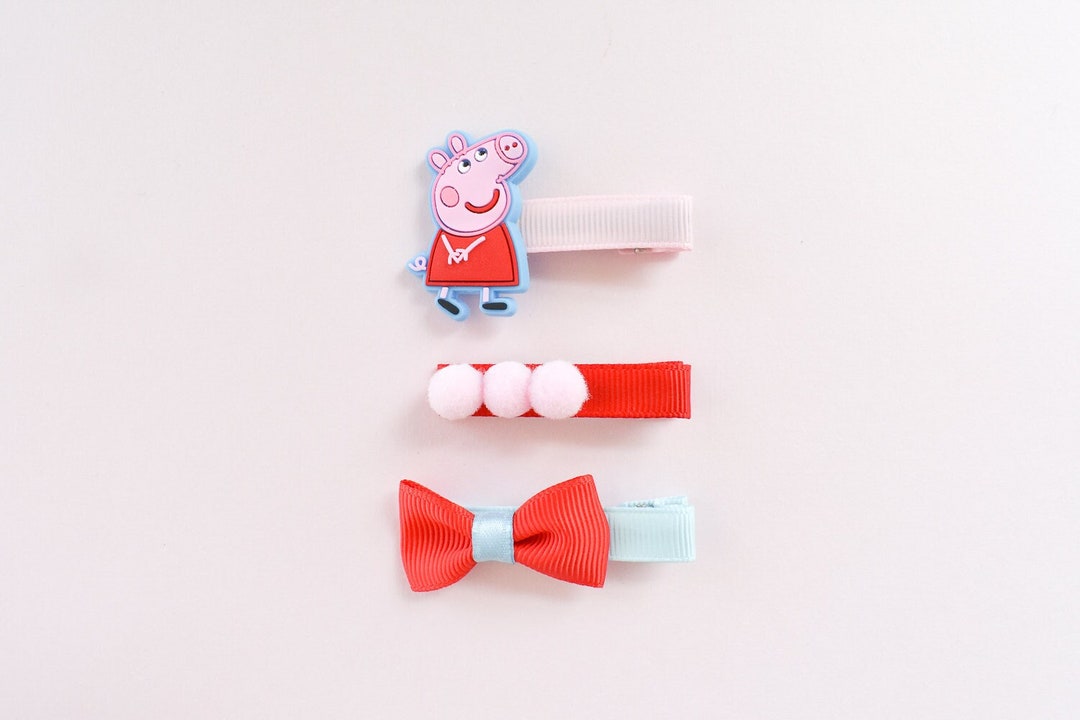 Peppa Pig 3clip Pack Peppa Pig Hair Clips Peppa Pig Bows Peppa Pig Hair Accessories Peppa Pig