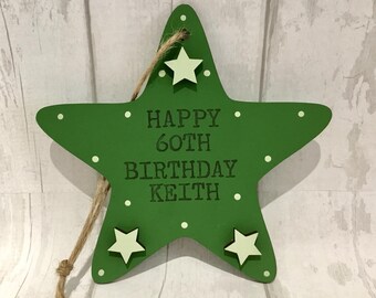 Wooden Birthday Star – Hanging Birthday Gift