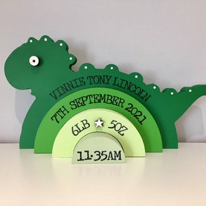 Personalised Wooden Stacking Dinosaur - Baby Gift - New Baby - Keepsake / Gift