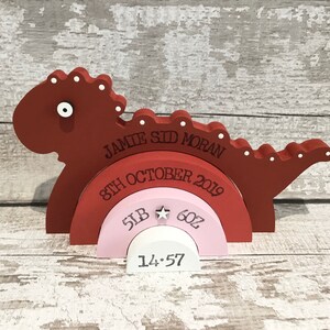 Personalised Wooden Stacking Dinosaur Baby Gift New Baby Keepsake / Gift Jamie