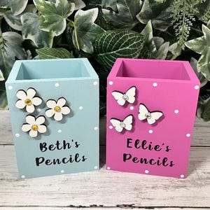 Personalised Wooden Pencil / Pen Pot – Teacher Gift – Children’s Desk Organiser image 8