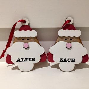 Wooden Father Christmas / Santa Tree Decorations or Tags - Personalised