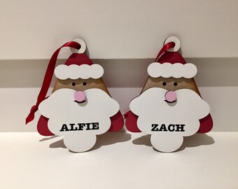 Wooden Father Christmas / Santa Tree Decorations or Tags - Personalised