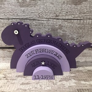 Personalised Wooden Stacking Dinosaur Baby Gift New Baby Keepsake / Gift Douglas