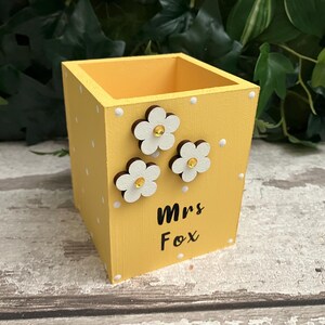 Personalised Wooden Pencil / Pen Pot – Teacher Gift – Children’s Desk Organiser image 4