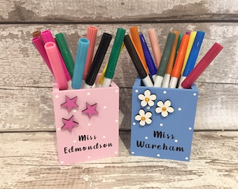 Personalised Wooden Pencil / Pen Pot – Teacher Gift – Children’s Desk Organiser