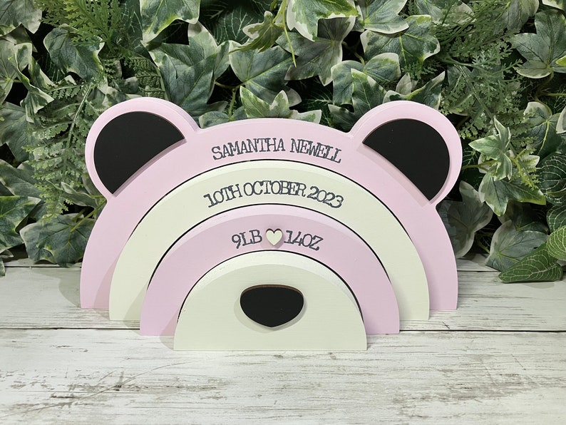 Personalised Wooden Stacking Bear Baby Gift New Baby Keepsake / Gift image 9