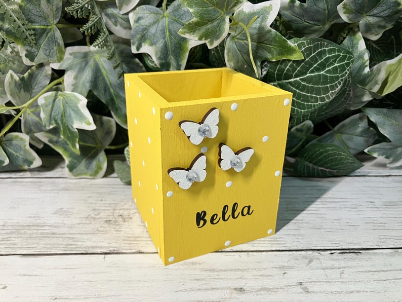 Personalised Wooden Pencil / Pen Pot – Teacher Gift – Children’s Desk Organiser image 14