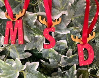 Personalised Wooden Antler Letters – Christmas Decoration