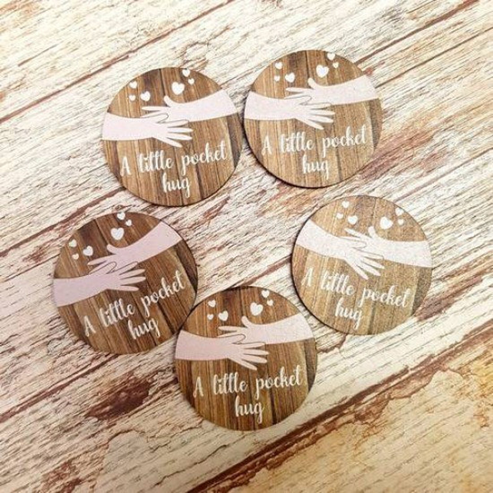 Pocket Hug Wooden Hug Token Cuddle Missing Loved Ones Etsy UK