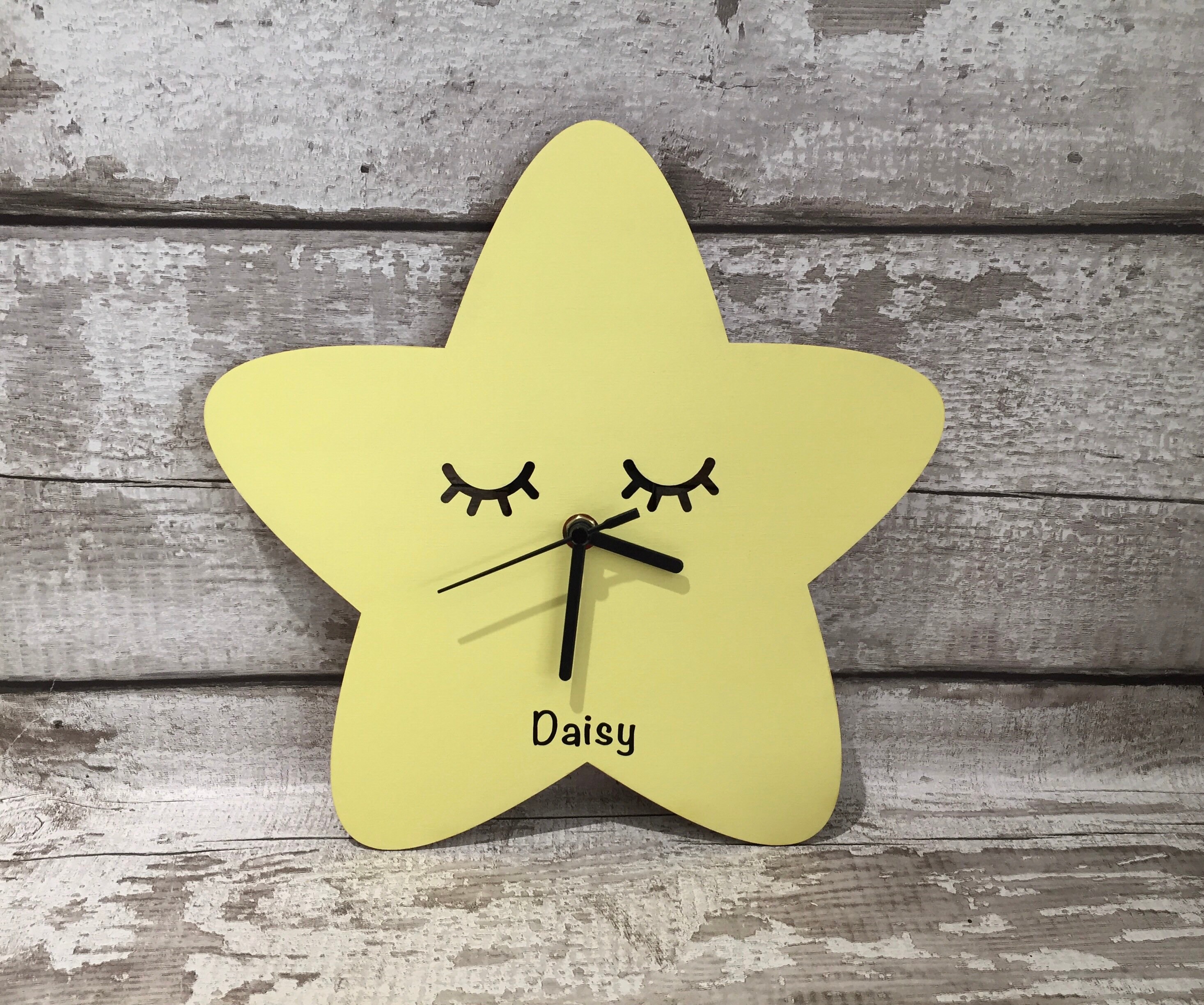 Star Clock Personalised Wooden Childrens Clock Nursery Etsy