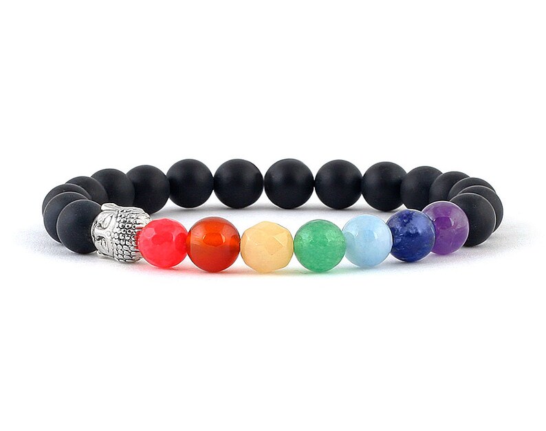 Chakra bracelet 7 chakra bracelet men bracelet Chakra bead bracelet Meditation bracelet Stones bracelet Black buddha bracelet Chakra gifts