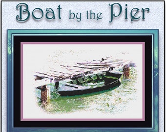 NEW for Fall 2022- Boat by the Pier - This small boat tied to a pier while sinking in shallow water.