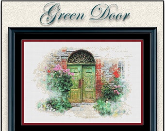 NEW for Fall 2022- Green Door - And entrance through an old green door surrounded by a bouquet of beautiful flowers.