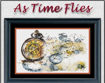 NEW for Fall 2022- As Time Flies - NEW! The old saying "As Time Flies" is illustrated by an old clock floating out in space