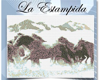 NEW for 2022- La Estampida - NEW! A stampede  of horse against a majestic mountain outline