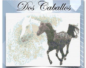 NEW for 2022- Dos Caballos - NEW! Two magnificent Stallions stitched on a white background