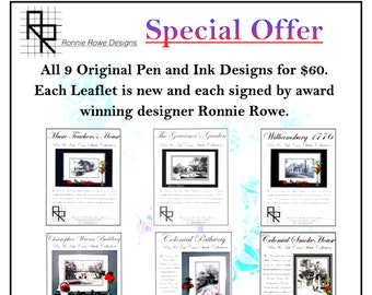 SPECIAL - All 9 Original Pen and Ink designs signed by Ronnie Rowe