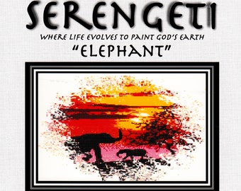 Elephant "Serengeti Series" - With long curved ivory tusks, and large ears, the elephant is the largest living land animal.