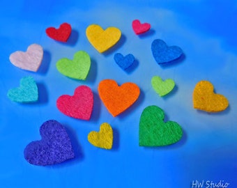 Laser Cut Felt Hearts: Mixed Colors & Sizes, 200 pc Craft Supply