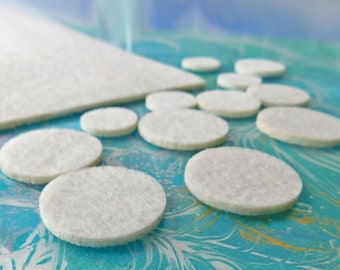 3mm White Felt Circles: Laser Cut Craft Shapes, 0.75-1.5 Inch (50pc)