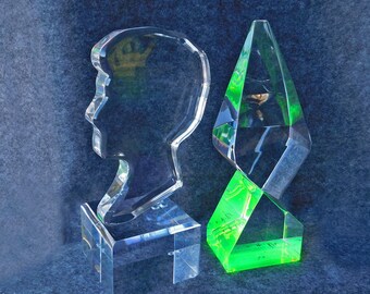 Lucite Head Profile Sculpture Bust, Hand Made Clear Lucite Sculpture, Lucite Art, Thick Acrylic Modern Style Sculpture, Man Profile Bust