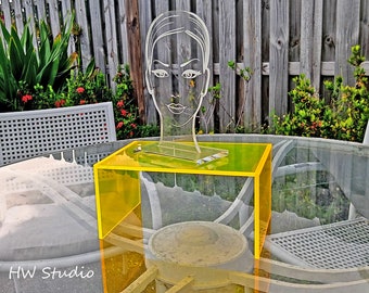 Neon Yellow Acrylic Raiser 10” L  x 7” D x 5"H, Acrylic Display Stand for Desk Office or Bathroom, Fancy Fluorescent 1/4" Raiser