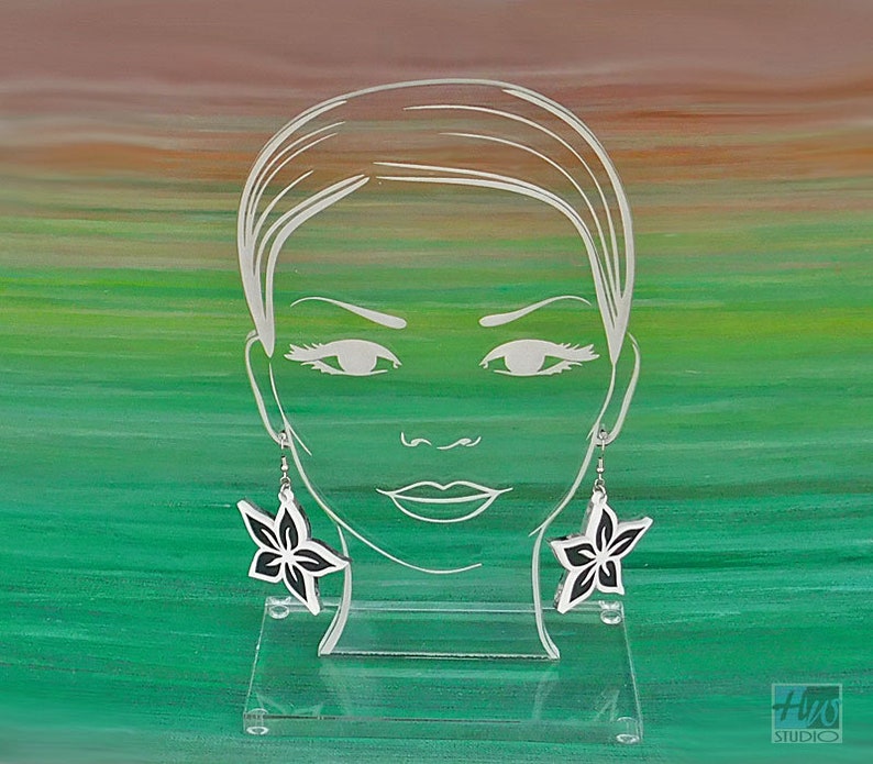 Clear Acrylic Engraved Woman Face Earring Display Stand | Etsy