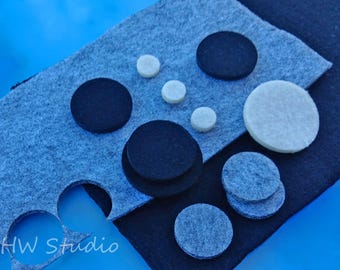 3mm Felt Circles: Laser Cut Craft Shapes, Cream, Grey, Black (50pc)