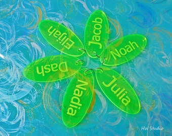 Custom Acrylic Name Keychain: Laser Engraved Neon Oval Charm