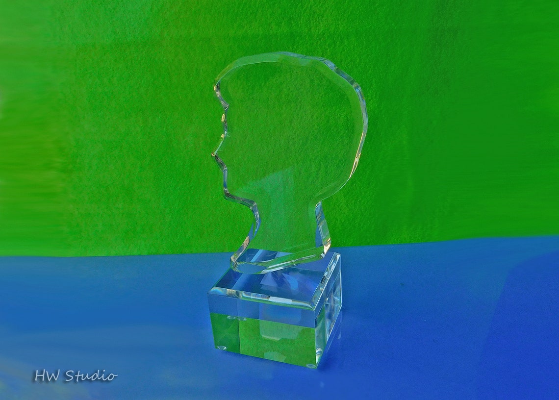 Lucite Head Profile Sculpture Bust Hand Made Clear Lucite Etsy