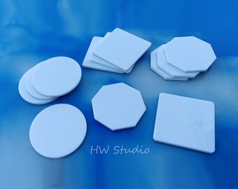 White Acrylic Coaster Blanks: Circle, Square, Octagon (Sets of 12)